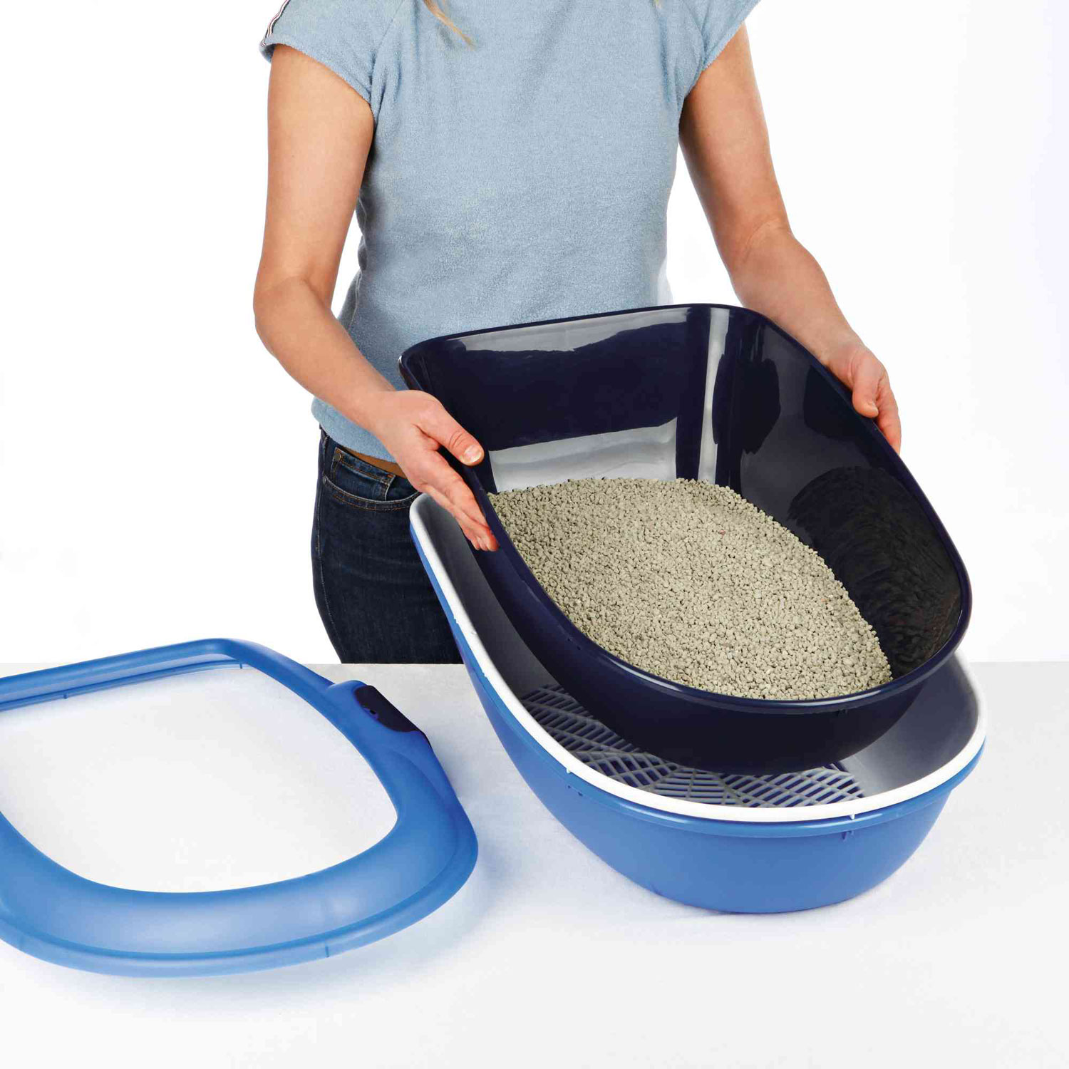 Bandeja Higiénica Berto, 39 x 22 x 59 cm, Gris-Azul-Granito