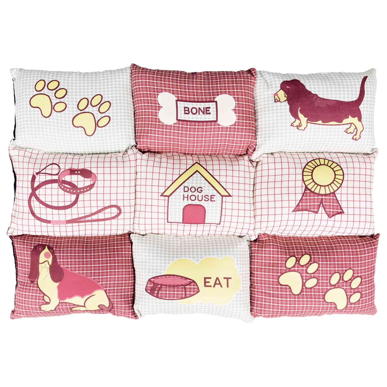 Manta Patchwork, 80 × 55 cm, Beige-Rojo