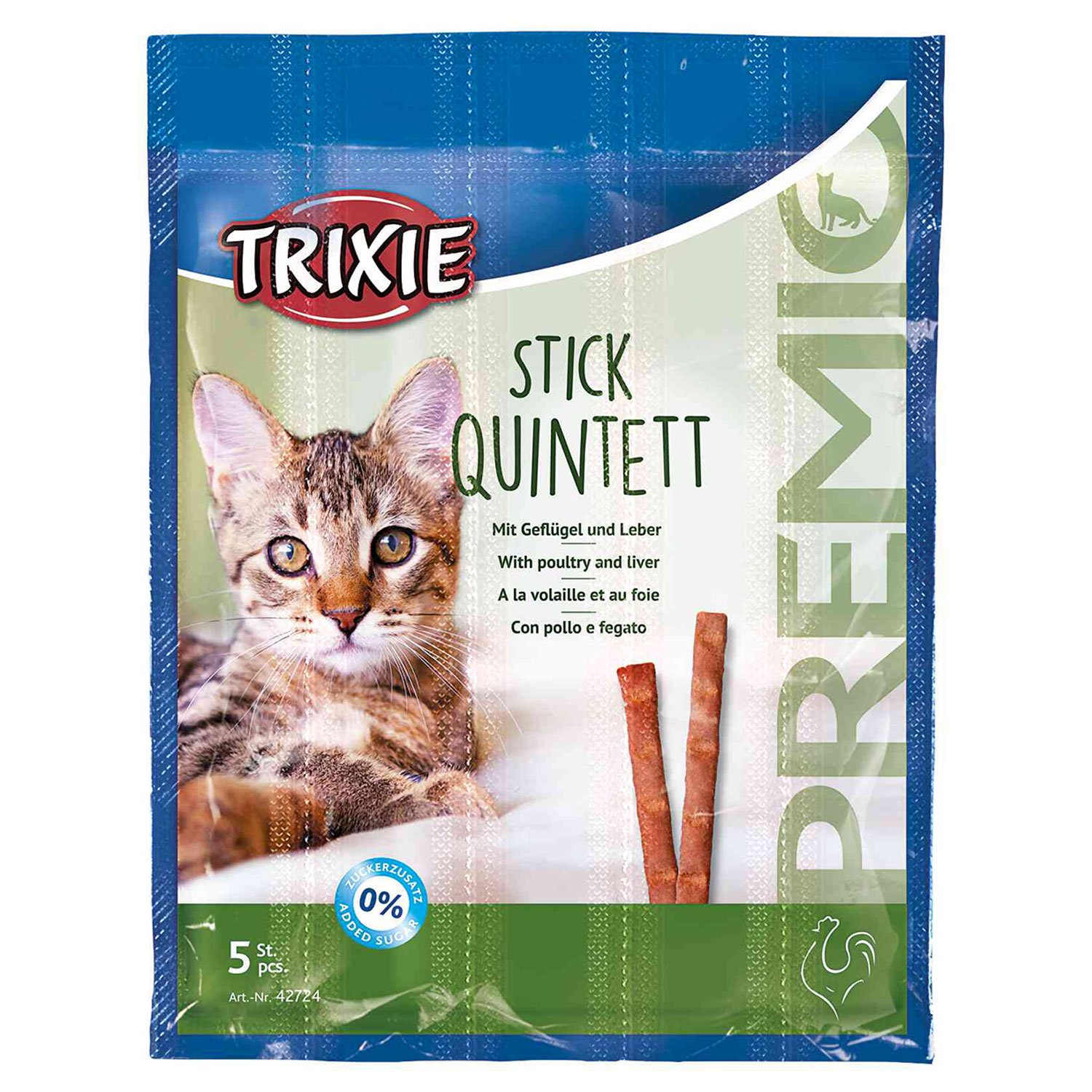 Snack PREMIO Quadro-Sticks, Ave Corral-Hígado, 5 × 5g