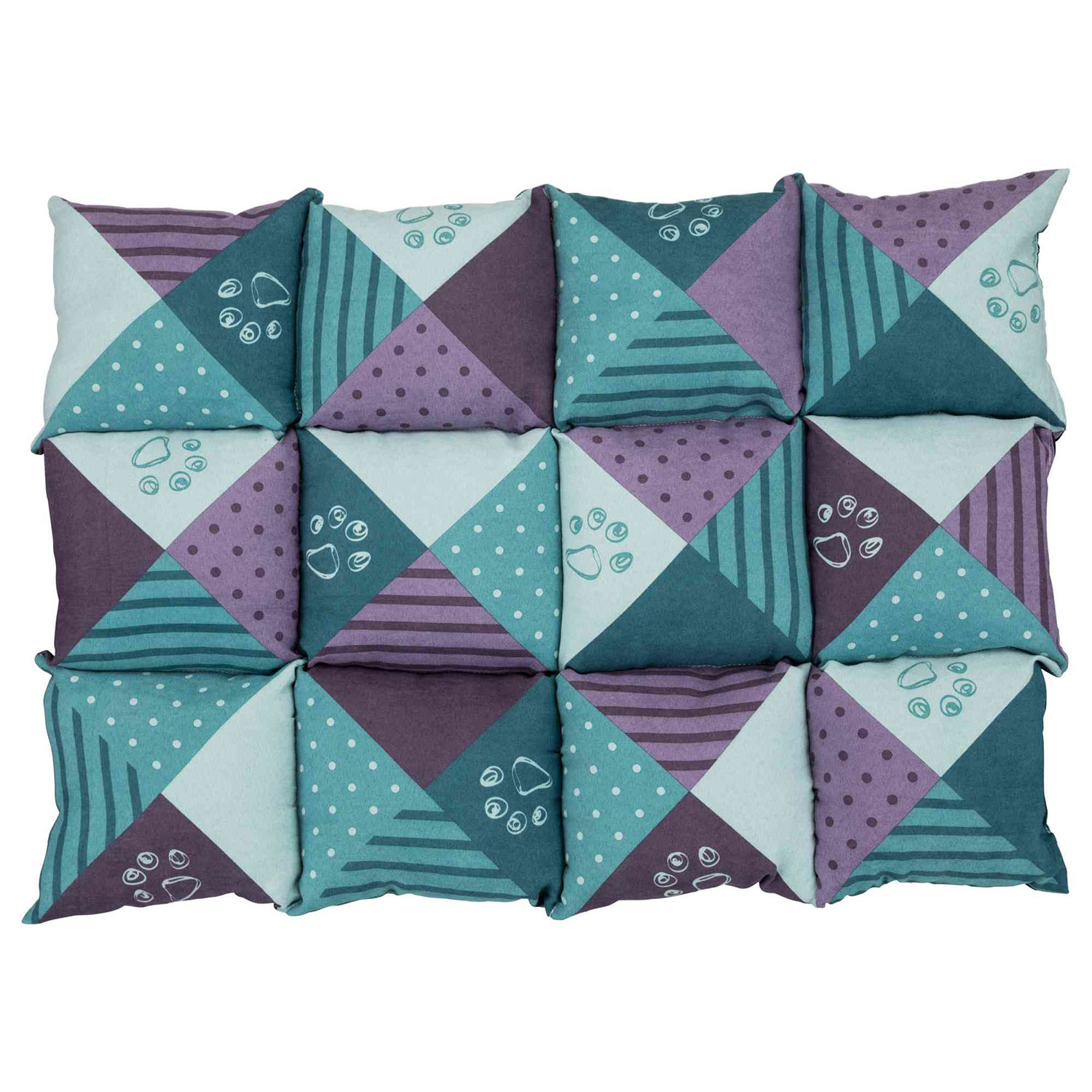 Manta Patchwork, 70 × 50 cm, Azul Petróleo-Morado