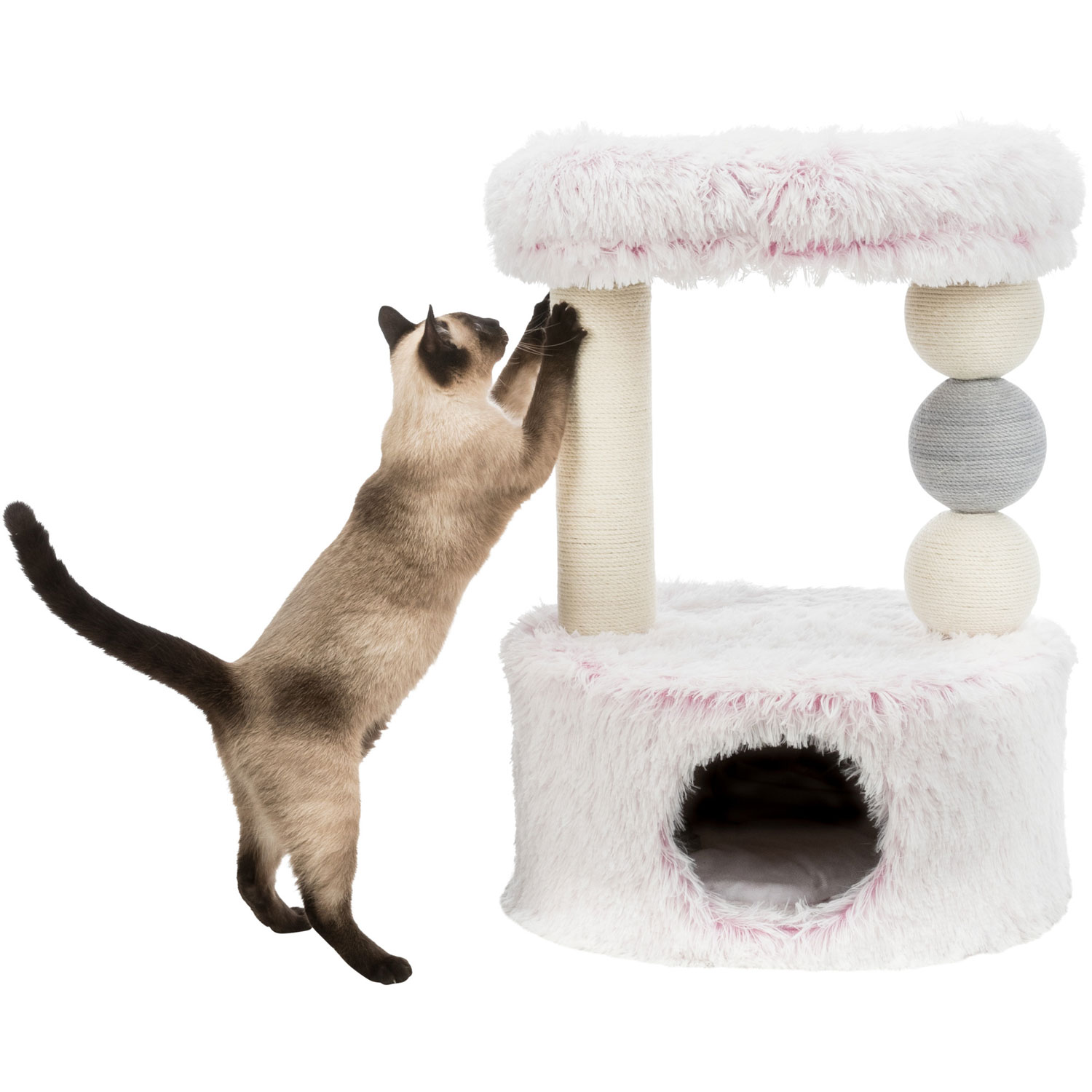 Poste Rascador Harvey, 73 cm, Blanco-rosa
