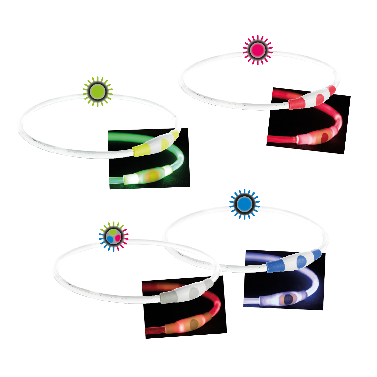 Anillo Luz Flash USB, S–M: 40 cm/ø 8 mm, Azul