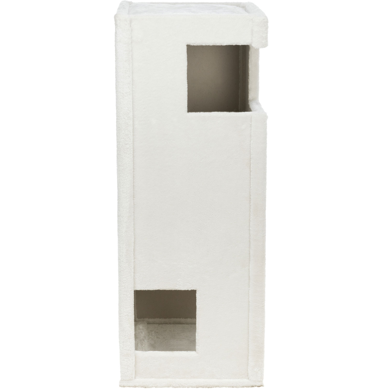 Torre Rascador Gerardo, sisal y felpa, 100 cm, Blanco-Gris