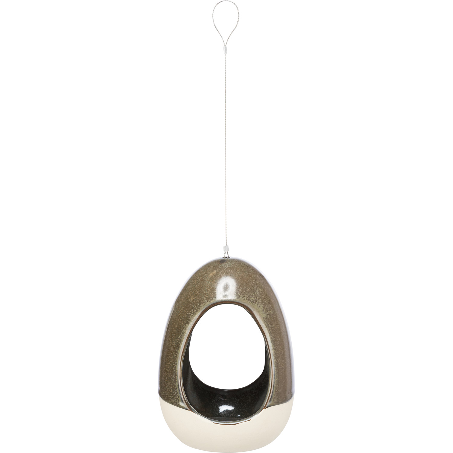 Bebedero para pájaros, para colgar, cerámica, 150 ml/ø 12 × 16 cm, verde selva