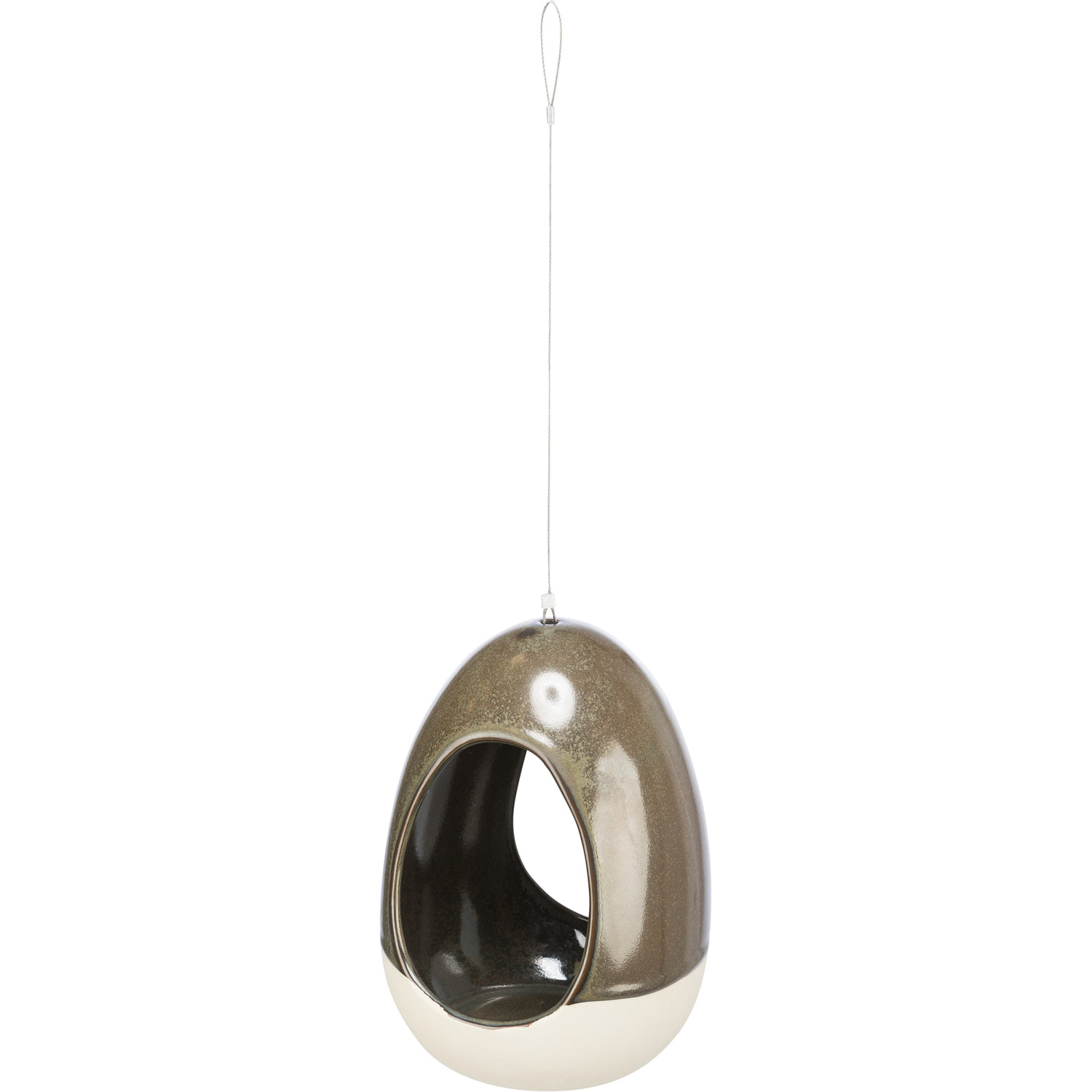 Bebedero para pájaros, para colgar, cerámica, 150 ml/ø 12 × 16 cm, verde selva