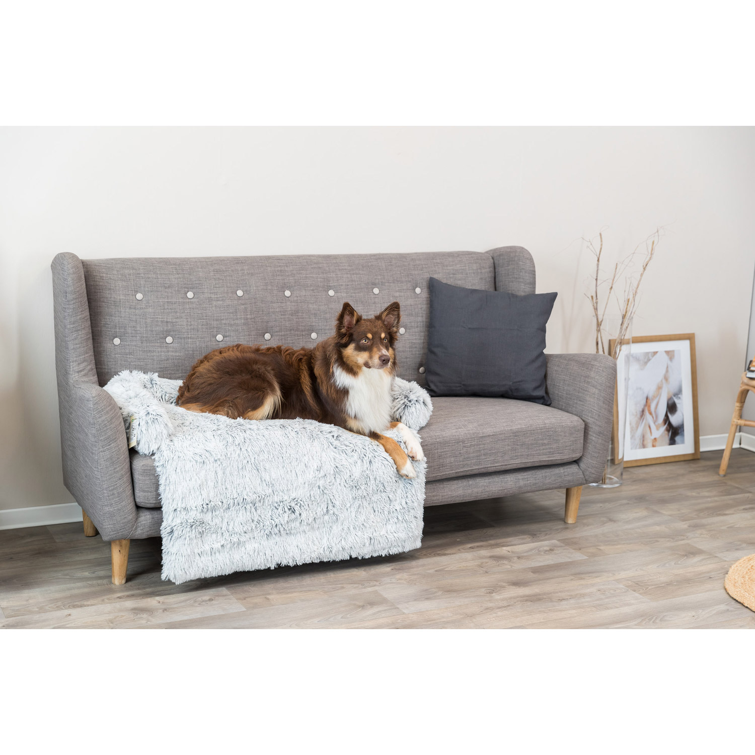 Protector de Muebles Cama para Perros Harvey, Blanco-Negro, 70 × 90 cm