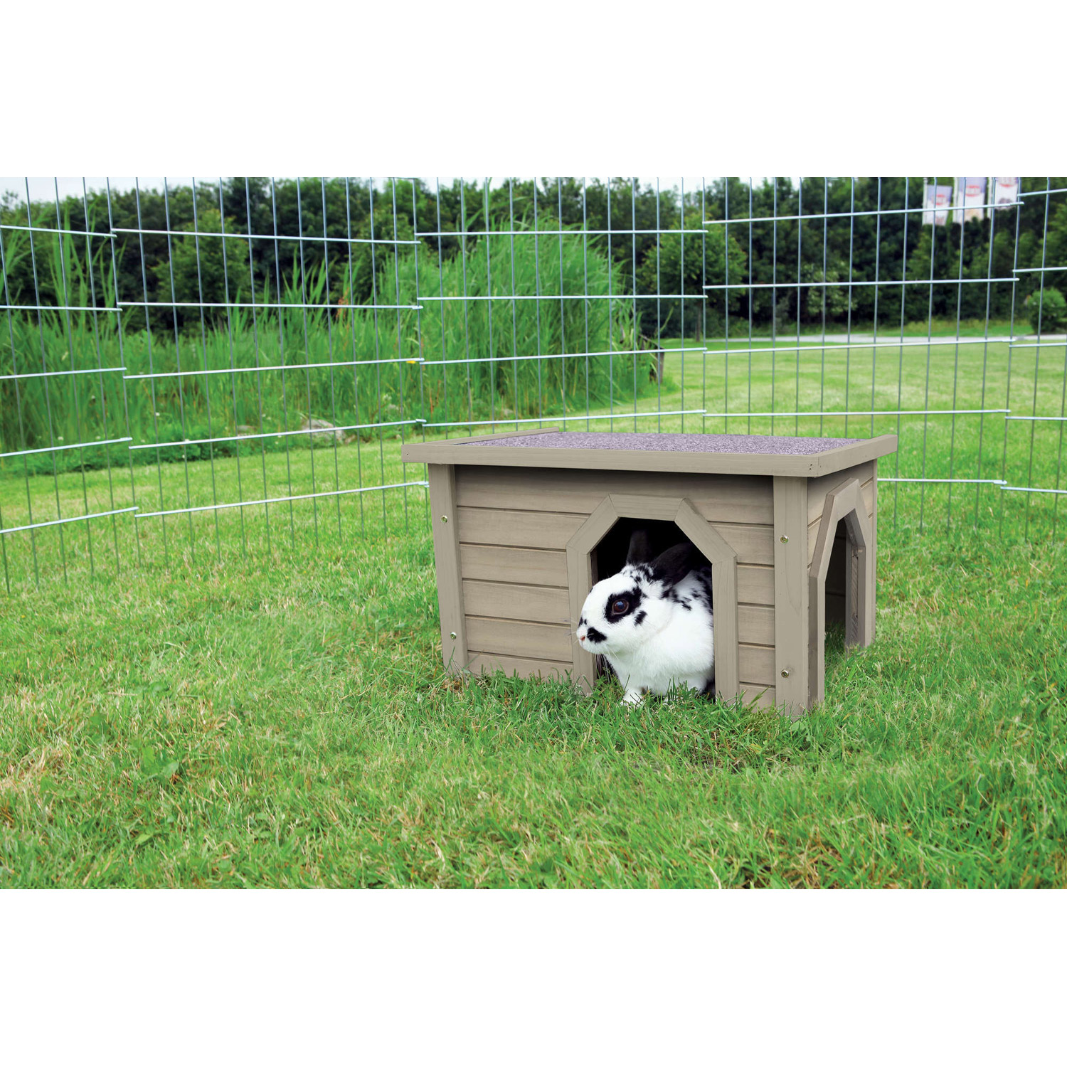 Casita Pequeños Mamíferos, Gris-Verde, 50 × 30 × 37 cm