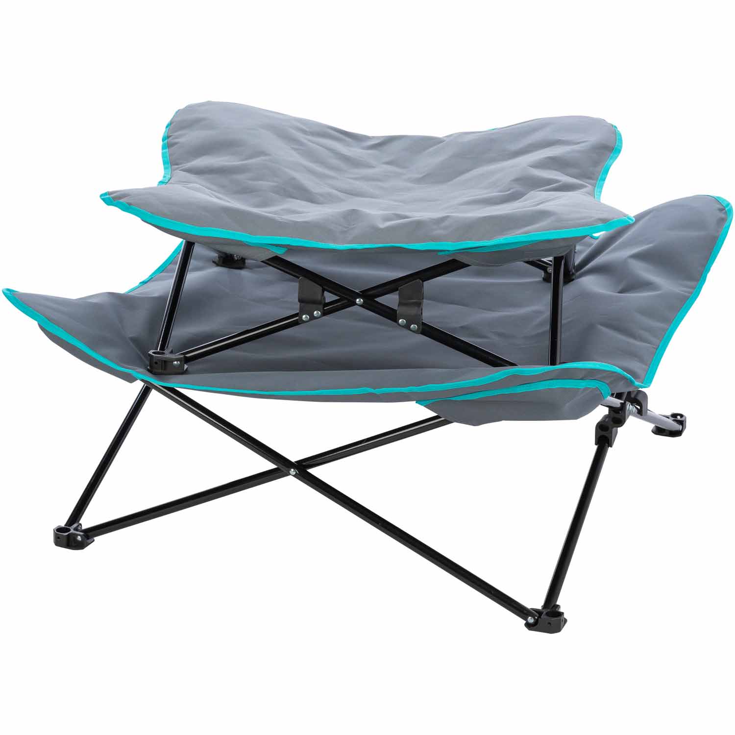 Cama de camping para perros, gris oscuro/azul petróleo, 69 x 20 x 69 cm