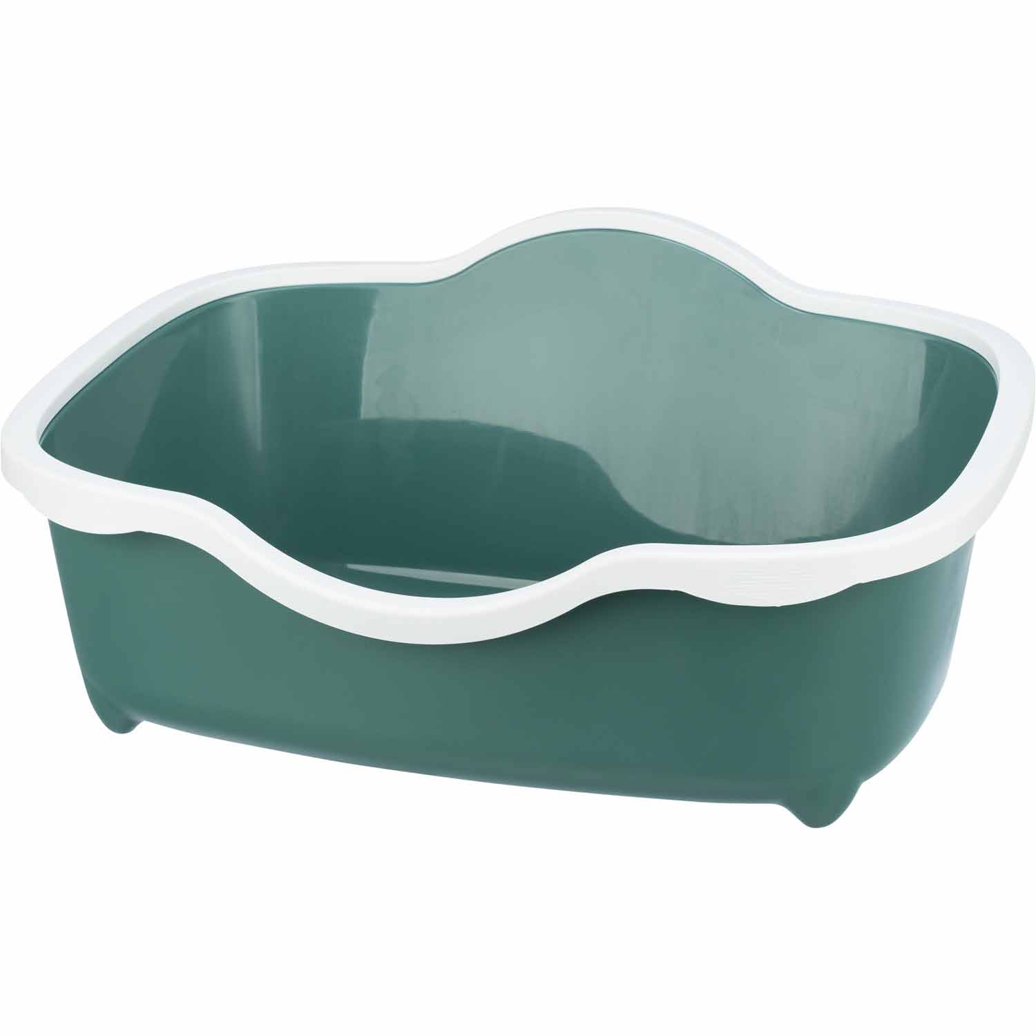 Bandeja Higiénica Davio para gatos, con Borde, verde/blanco, 56 x 26 x 39 cm