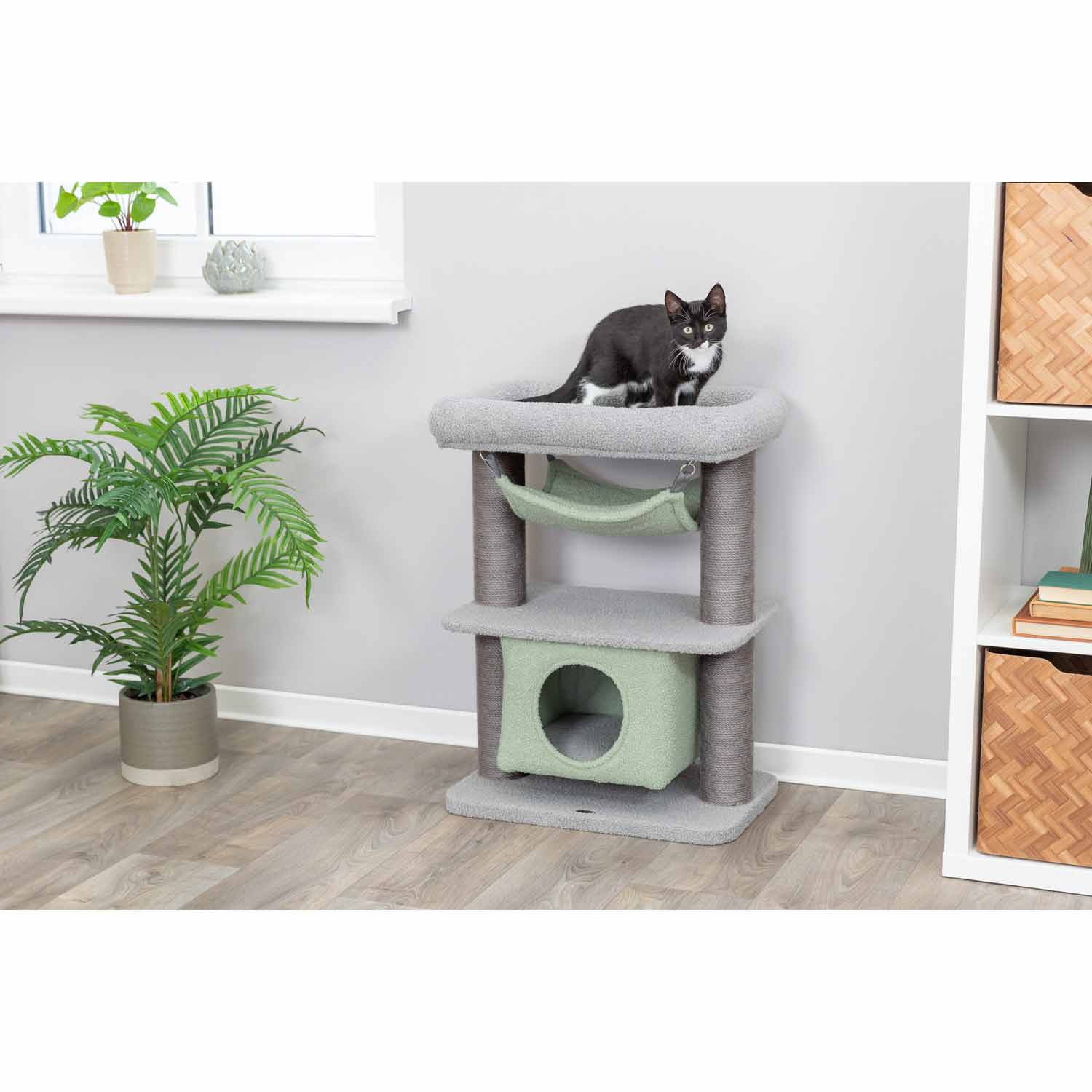 Junior Poste Rascador Lunito, gris/menta, 71 cm