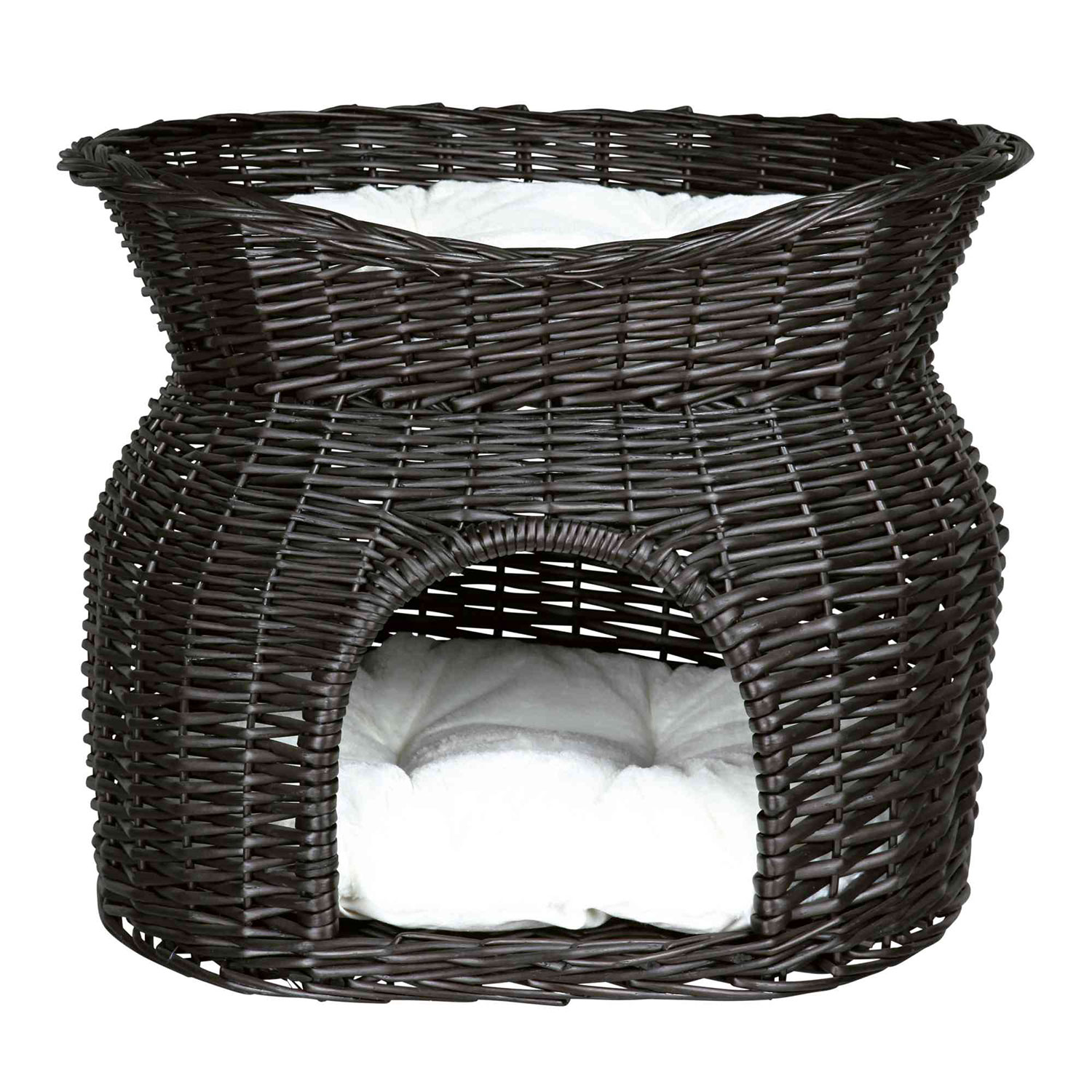Cueva Mimbre Oscuro con Cama Superior, 54 x 43 x 37 cm