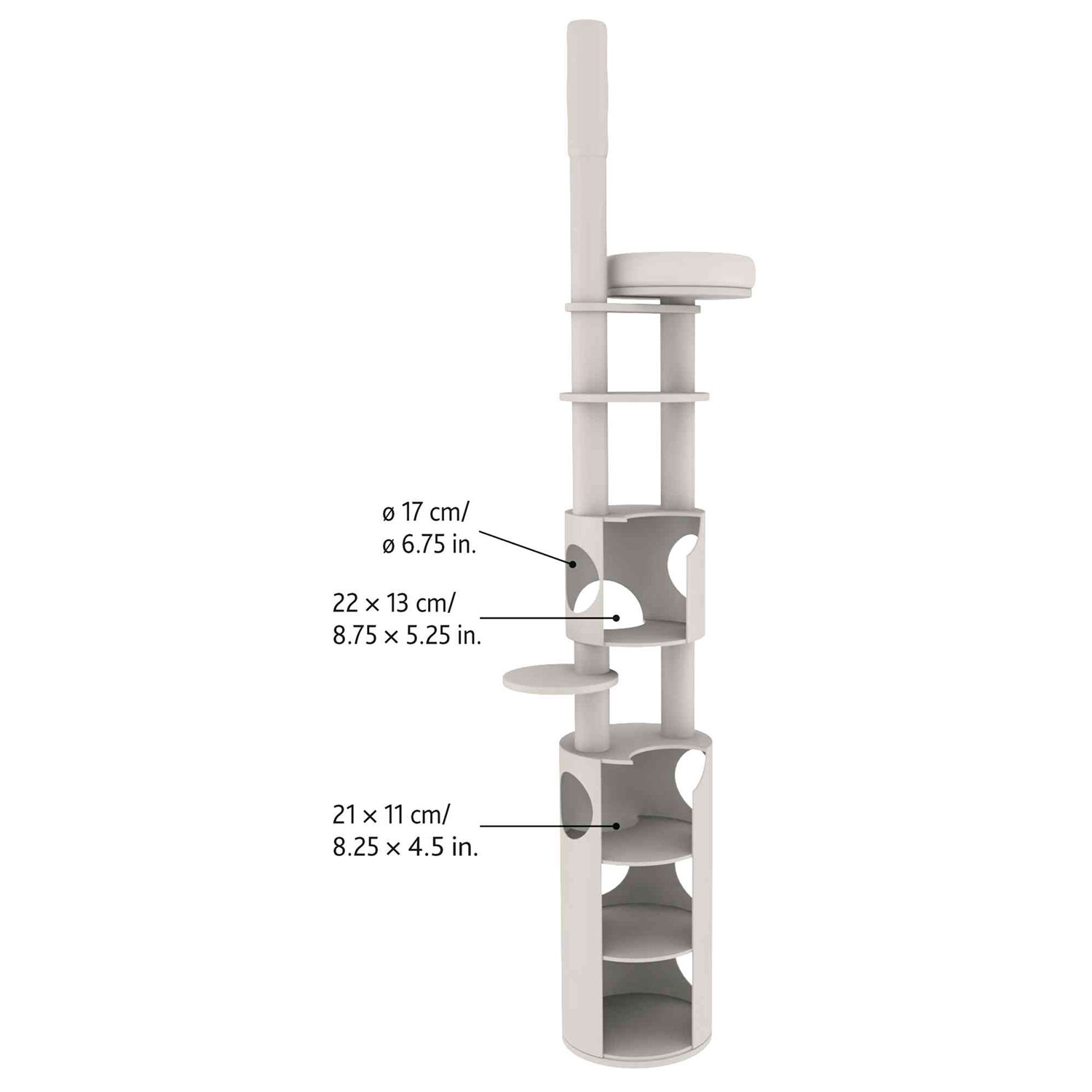 Rascador Esma, Suelo-techo, 243-270 cm, Gris claro
