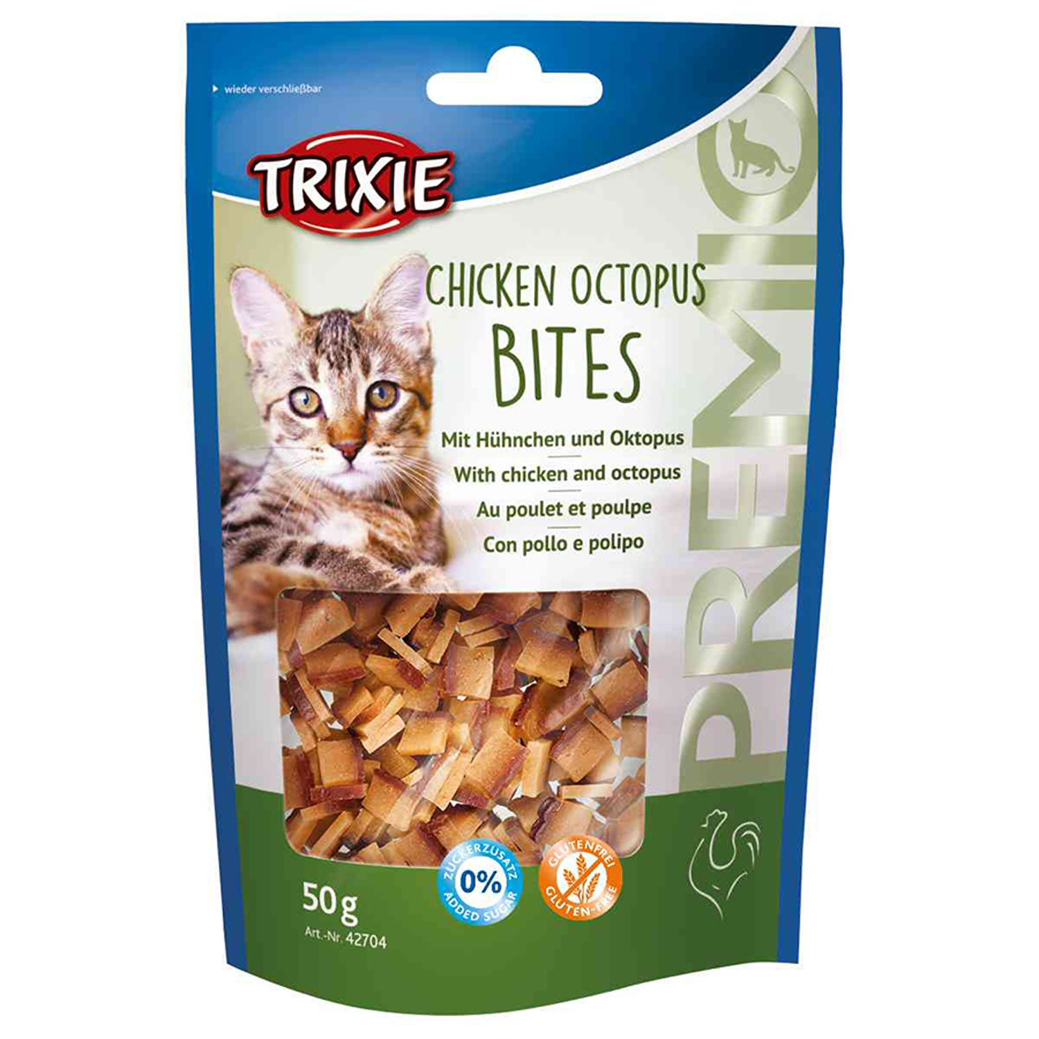 Snack PREMIO Chicken Octopus Bites, Para gato, 50 g