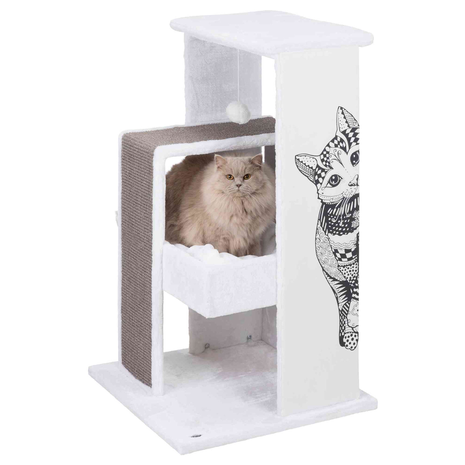 Poste rascador Maria, 101 cm, Blanco-Gris