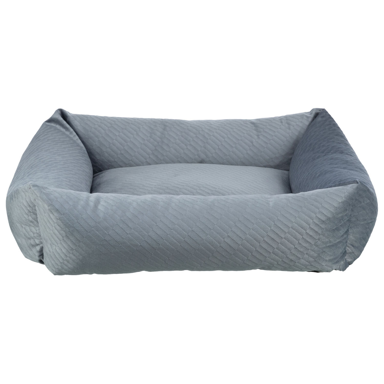 Cama Alena, cuadrada, 60 × 50 cm, Azul/Gris
