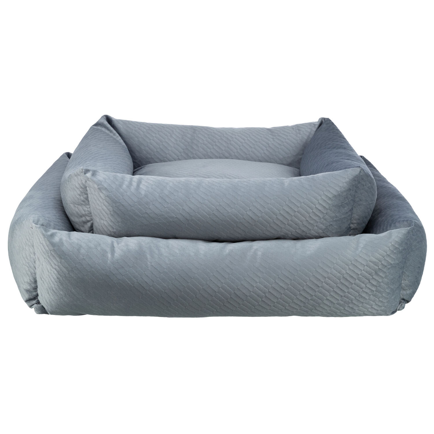 Cama Alena, cuadrada, 60 × 50 cm, Azul/Gris